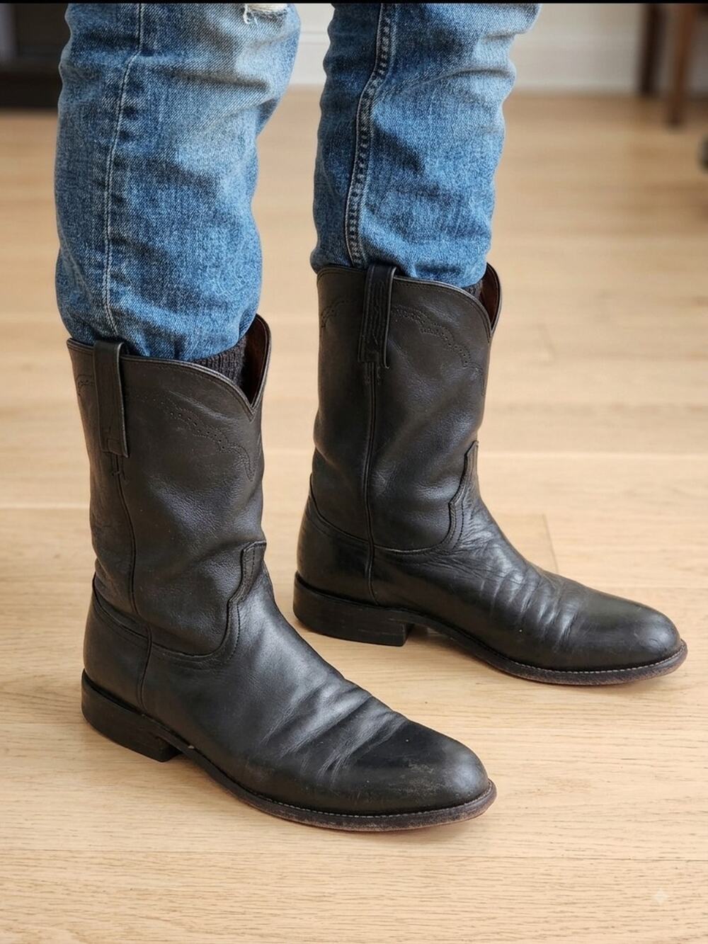 Lucchese 1883 Black Roper Boots M1010 12 D